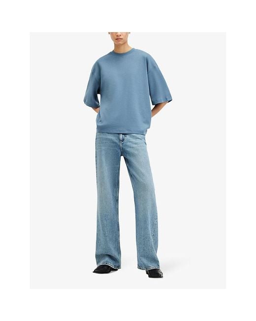 AllSaints Blue Amelie Relaxed-fit Short-sleeve Organic-cotton T-shirt