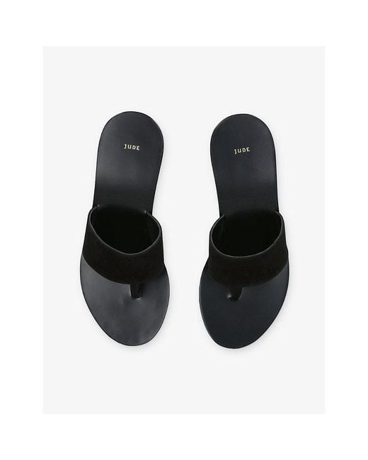 Jude Black Snug Suede Wedge Sandals