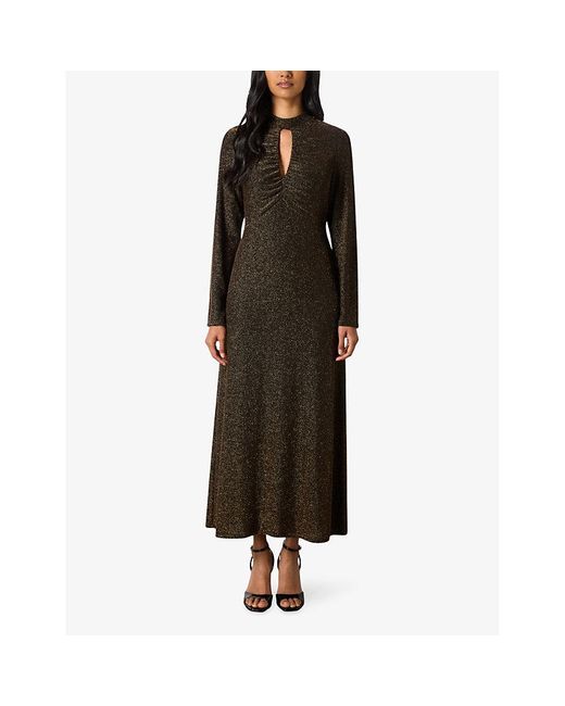 Ro&zo Women's Black Zara Keyhole-Front Sparkle Stretch-Jersey Maxi Dress