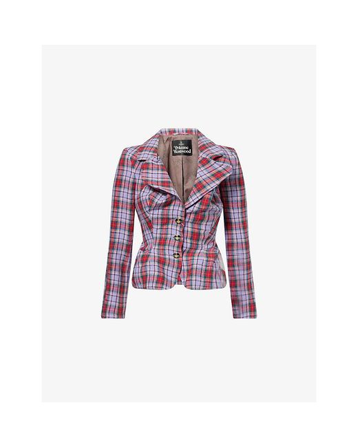 Vivienne Westwood Purple Drunken Check Linen Jacket