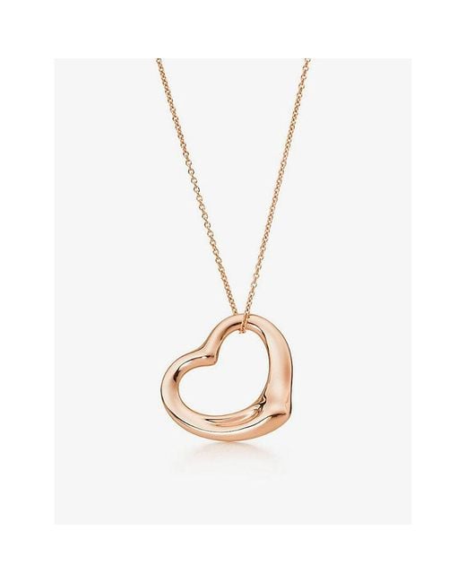 Tiffany & Co Metallic Open Heart 18Ct Rose- Pendant Necklace