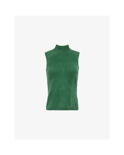 ME+EM Green Brushed High-Neck Cashmere Vest