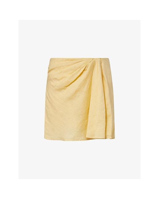 Samsøe & Samsøe Metallic Saiben Draped Linen Mini Skirt