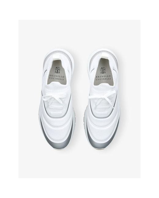 Brunello Cucinelli White Sportiv Knitted Trainers for men