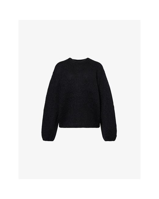 Totême  Black Ribbed Round-Neck Wool-Blend Jumper