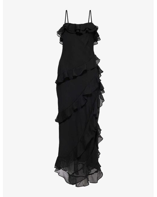 Pretty Lavish Black Aryana Ruffled Crepe Midi Dress