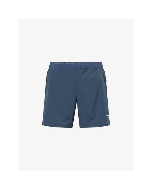GYMSHARK Blue Sport Hybrid Logo-Print Woven Shorts for men