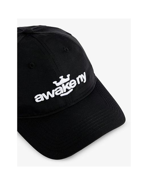 AWAKE NY Black Brand-embroidered Six-panel Shell Cap for men