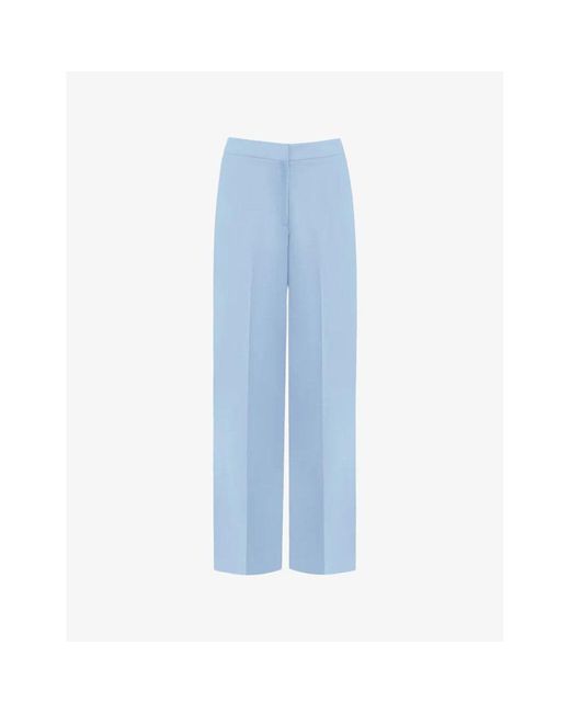 Ro&zo Blue Straight-leg High-rise Stretch-crepe Trousers