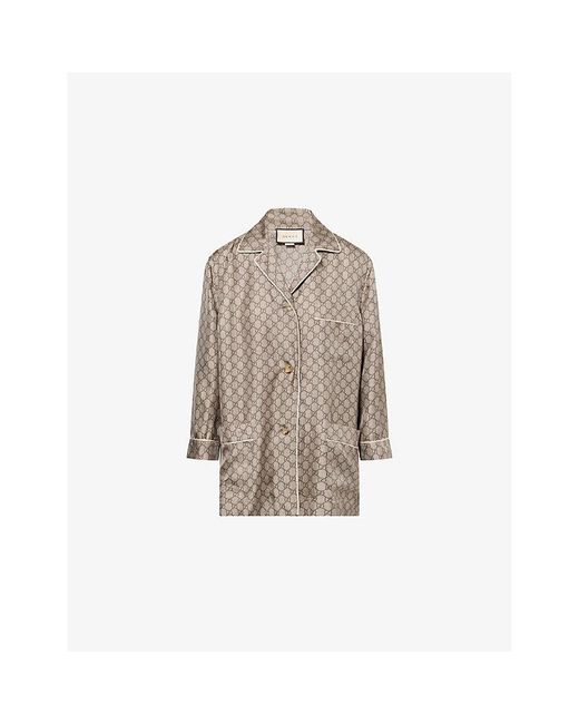 Gucci Multicolor Gg Monogram Print Silk Shirt