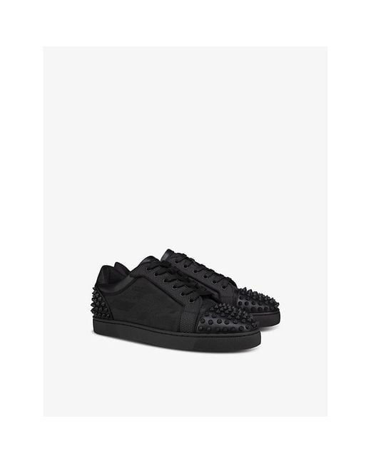 Christian Louboutin Black Seavaste 2 Orlato Studded Leather And Nylon Low-Top Trainers for men