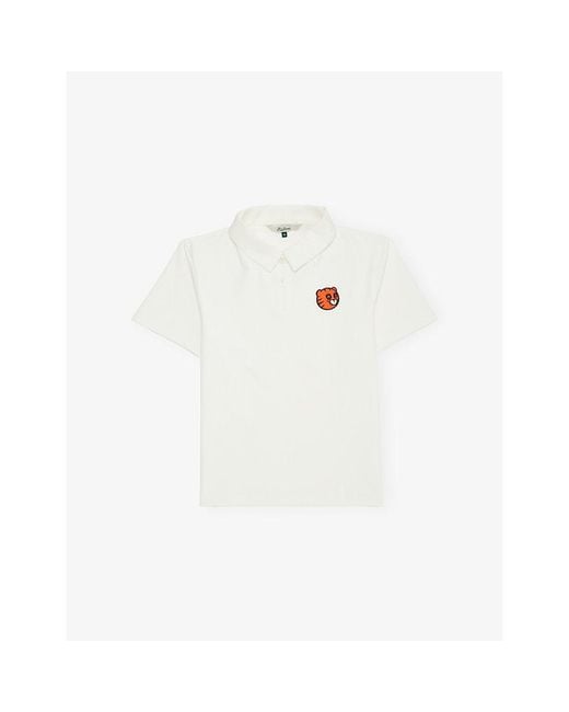 Malbon White Cub Buckets Stretch-Woven Polo Shirt for men