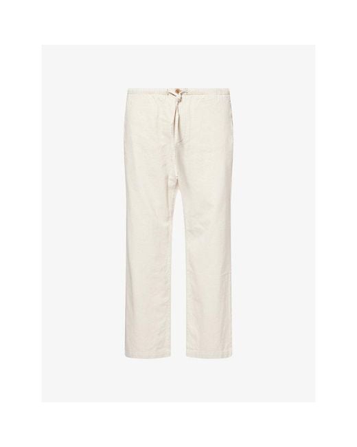 PAIGE White Glenmore Wide-Leg Cotton And Linen Blend Trousers for men