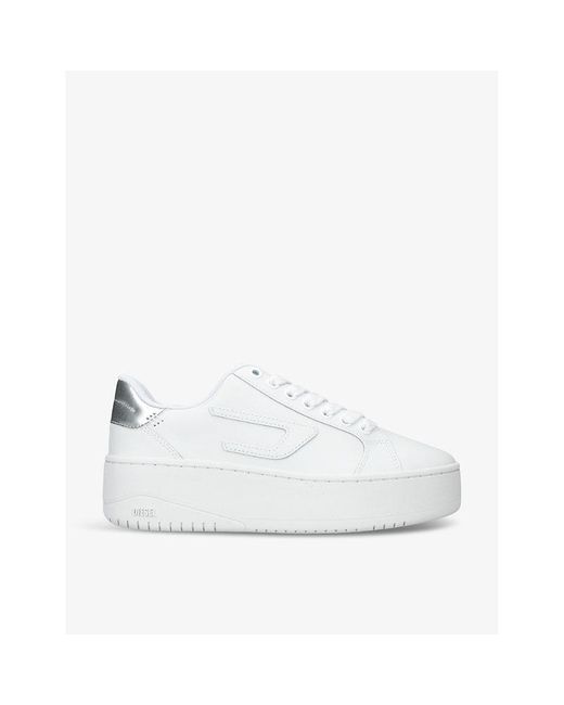 DIESEL White S-athene Bold Logo-appliqué Leather-blend Low-top Trainers