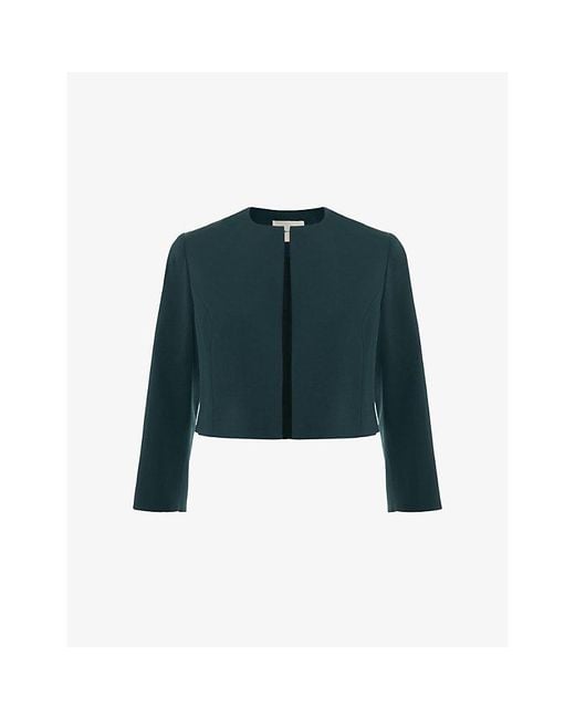 Phase Eight Green Arlette Cropped Stretch-Woven Jacket