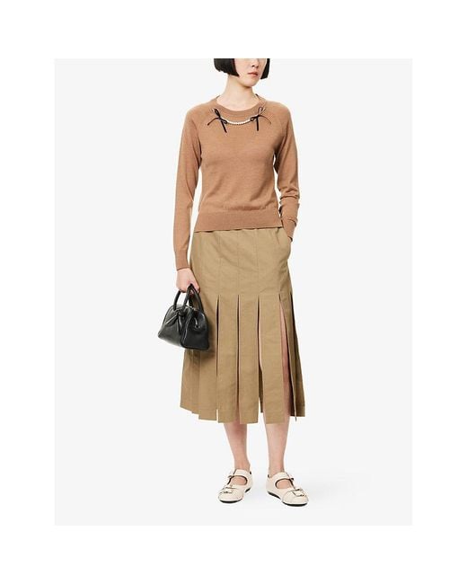 Simone Rocha Natural Multi-Split Cotton-Blend Midi Skirt