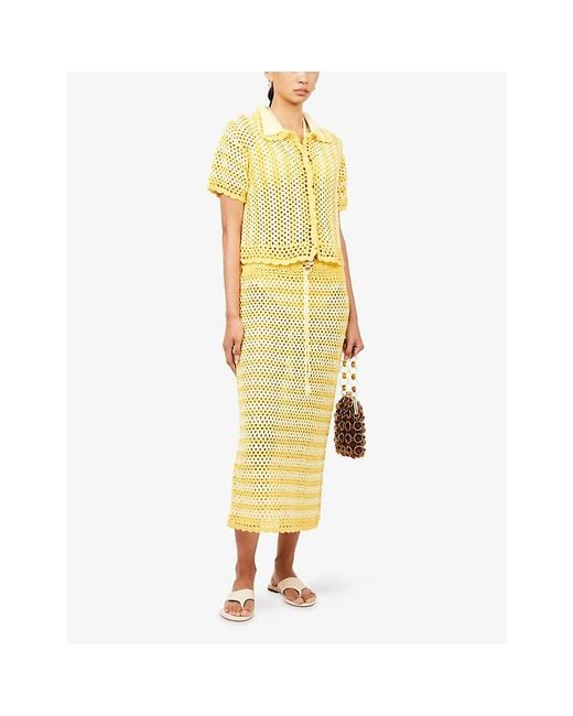 Jonathan Simkhai Yellow Stanton Crochet Camp Shirt