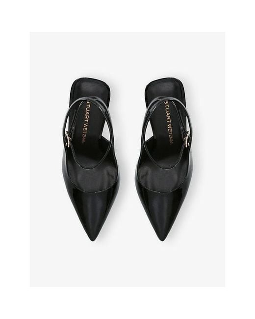Stuart Weitzman Black Vinnie 100 Patent-Leather Courts