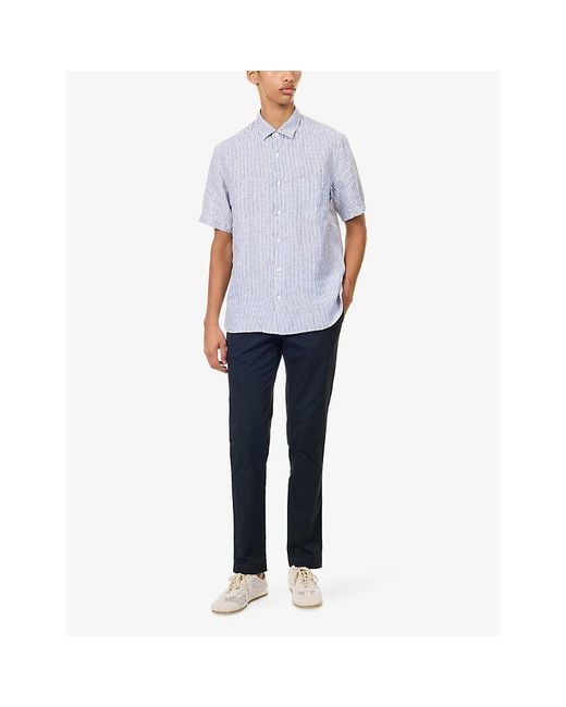 Sunspel Blue Slim-Fit Flat-Front Stretch-Cotton Chino Trousers for men