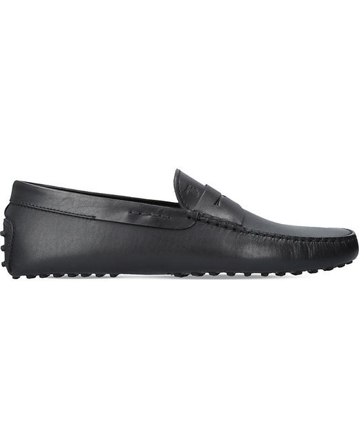 Tod's Black Penny Slip-On Leather Driver Shoes for men