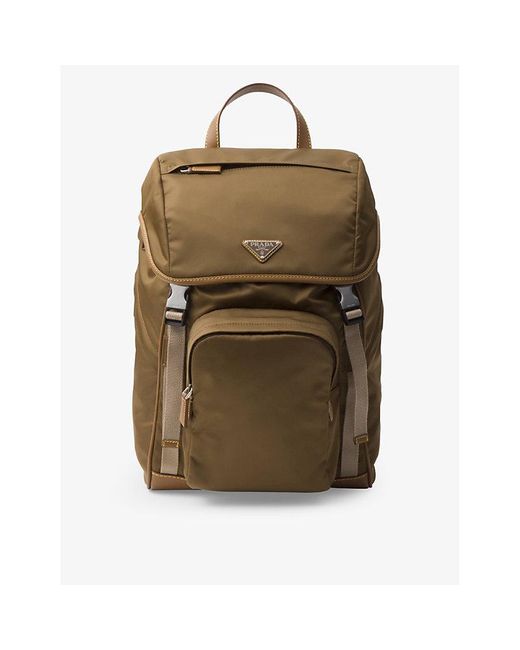 Prada Green Re-nylon Recycled-nylon And Leather Backpack for men