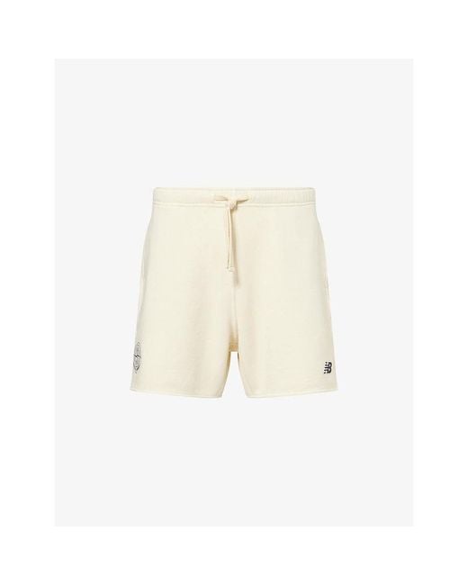 Stone Island Natural X New Balance Logo-Embellished Cotton Sweat Shorts for men