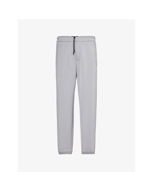 Emporio Armani Gray Logo-patch Relaxed-fit Stretch-woven Blend jogging Bottoms X for men