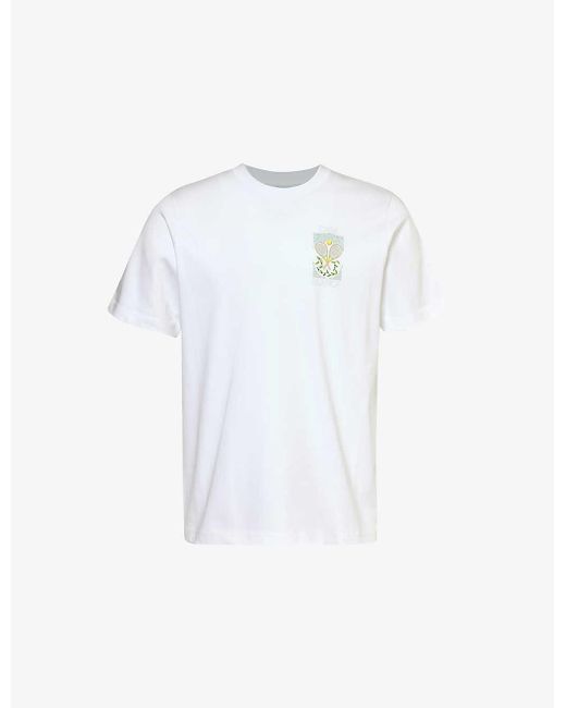 Casablancabrand White Brand-print Organic Cotton-jersey T-shirt for men