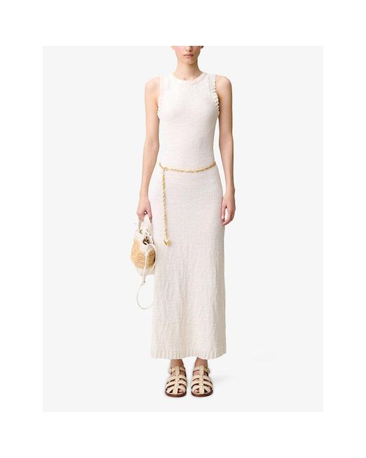 Claudie Pierlot White Textured Slim-Fit Knitted Maxi Dress