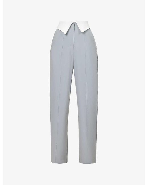 4th & Reckless Gray Haley Wide-leg Mid-rise Stretch-woven Trousers