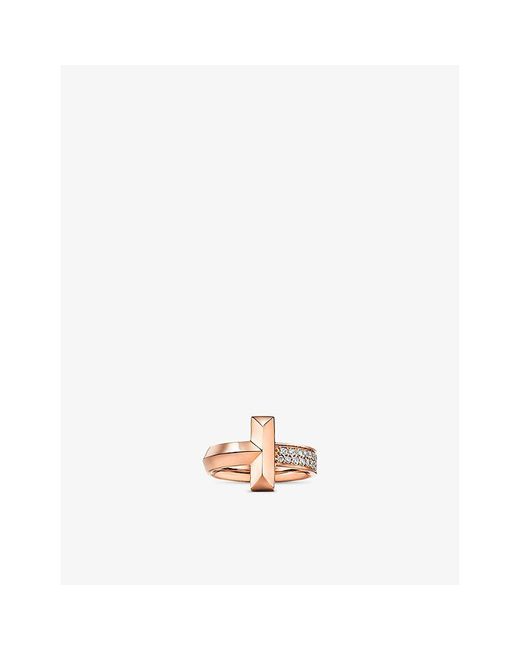 Tiffany & Co White T1 Wide 18Ct Rose- And 0.19Ct Diamond Ring