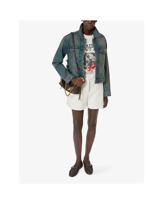 The Kooples Blue Short Patch-Pocket Denim Jacket
