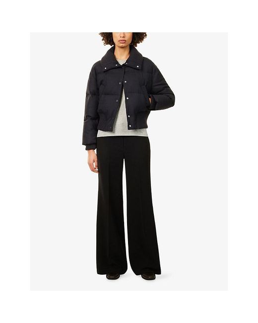 Theory Blue Cozy Collar Down-Padded Wool-Blend Jacket