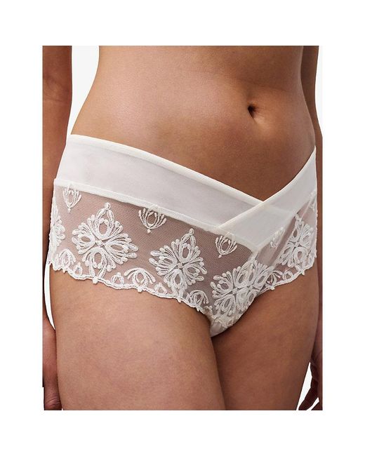 Chantelle White Champs Elysées Embroidered Shorty