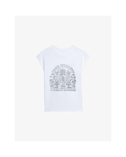 Zadig & Voltaire White Cloe Graphic-Print Cotton T-Shirt