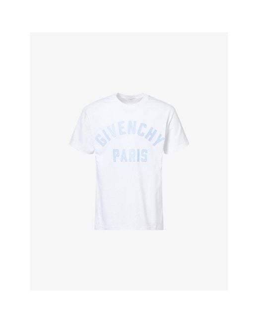 Givenchy White Appliqué Logo-Text Cotton T-Shirt for men