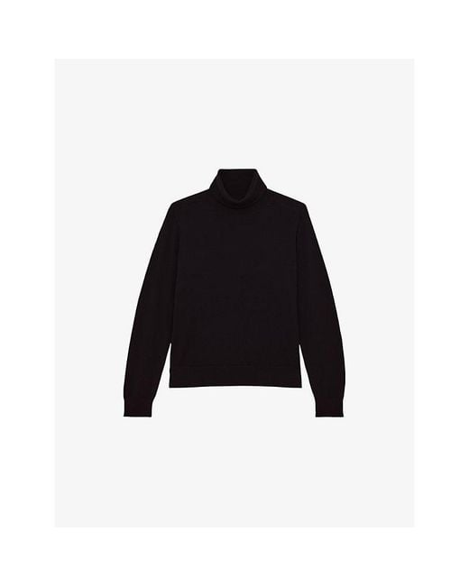 Reiss Black Wendy Roll-Neck Wool Jumper
