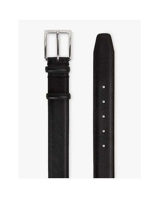 Boggi Black Leather Buckle Belt for men