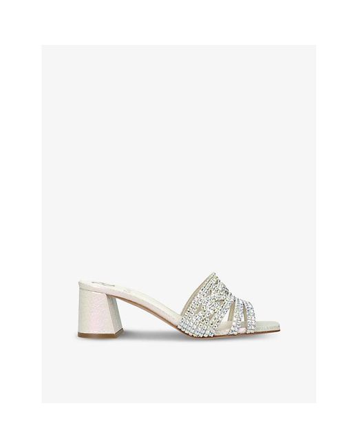 Gina White Utah Crystal-embellished Leather Sandals