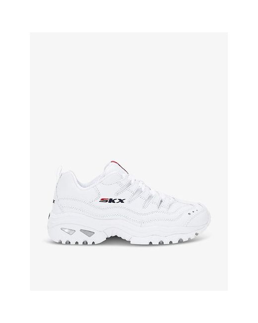 Skechers White Energy Timeless Vision Leather Low-top Trainers