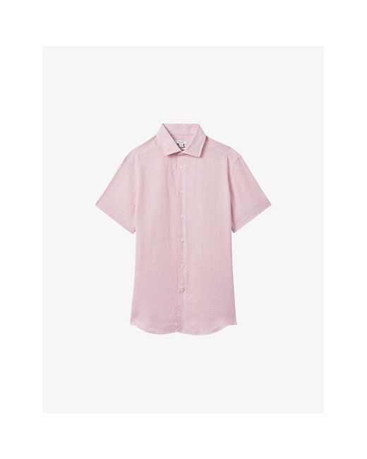 Reiss Pink Holiday Slim-fit Linen Shirt for men