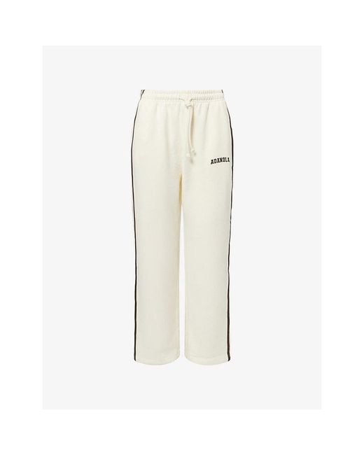 ADANOLA Natural Varsity Loose-Fit Cotton-Jersey Jogging Bottoms