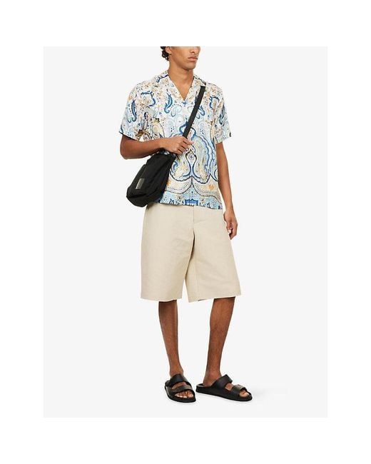 Orlebar Brown Blue Maitan Fairground Printed Silk Shirt for men
