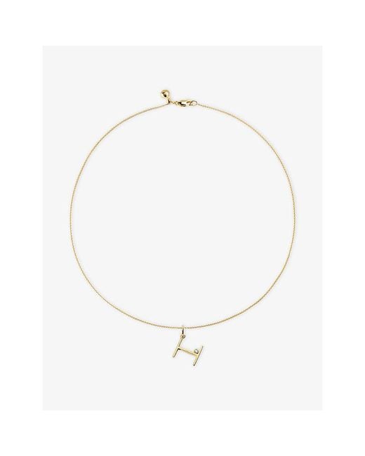 Monica Vinader White Initial H 18Ct Vermeil And 0.035Ct Lab-Grown Diamond Pendant Necklace