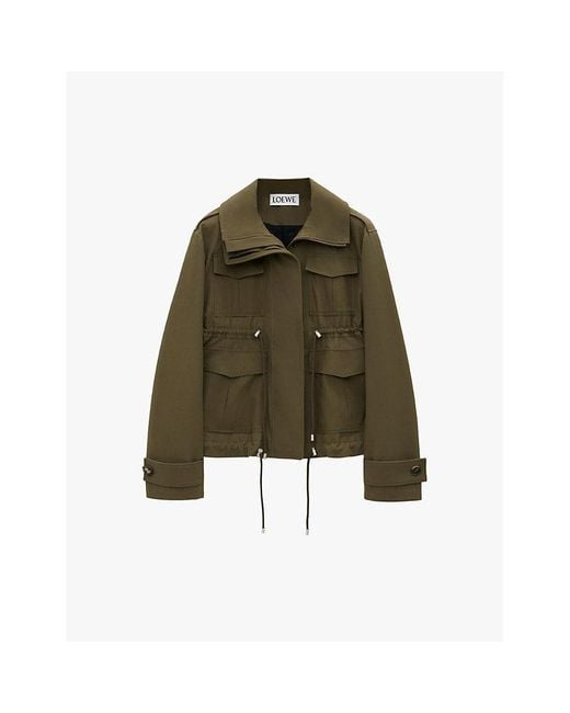 Loewe Green Patch-Pocket Drawstring-Waist Cotton-Blend Parka Jacket