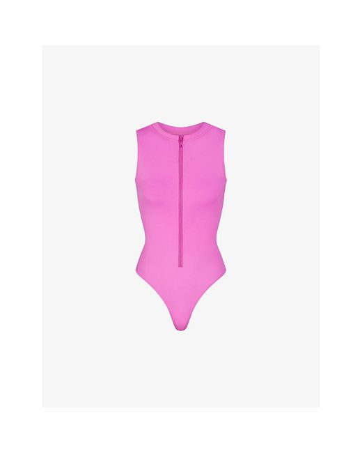 Skims Pink Recycled Swim Sleeveless Swimsuit