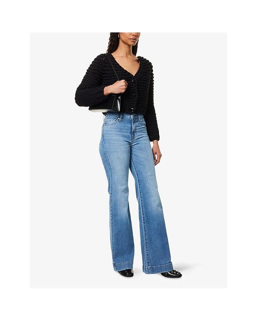 7 For All Mankind Blue Modern Dojo Flared-Leg Denim Jeans