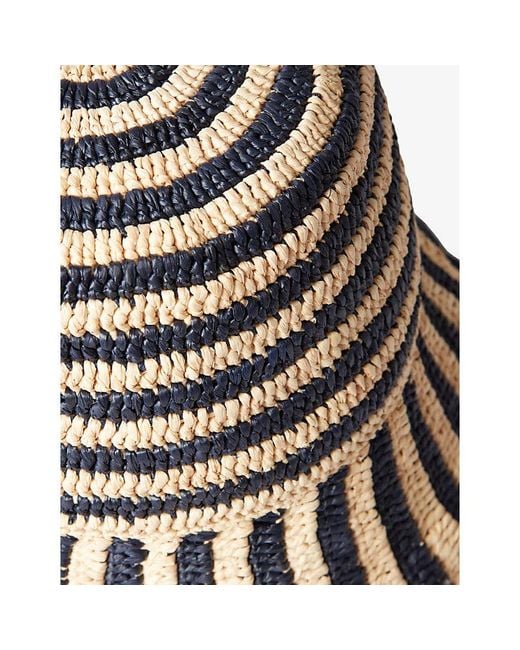 Claudie Pierlot Multicolor Stripe-Print Raffia Bucket Hat