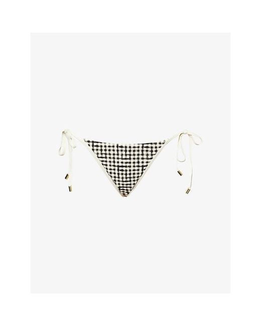 Cheap Monday White Palma Gingham Thong Bikini Bottoms