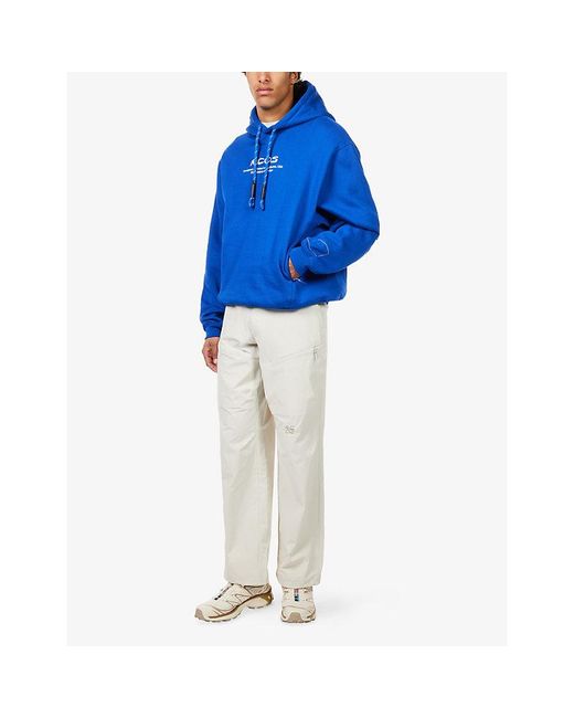 Reese Cooper Blue Script-Logo Relaxed-Fit Cotton-Fleece Hoody for men